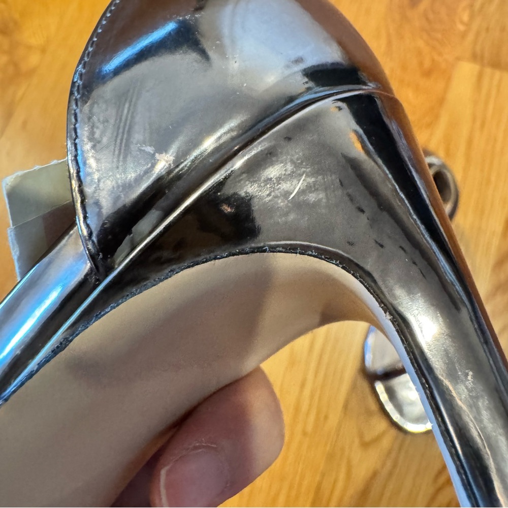 Stuart Weitzman Nudistsong Pewter Bronze Ankle Strap 4 Inch Sandal Heels 6 - Picture 8 of 11